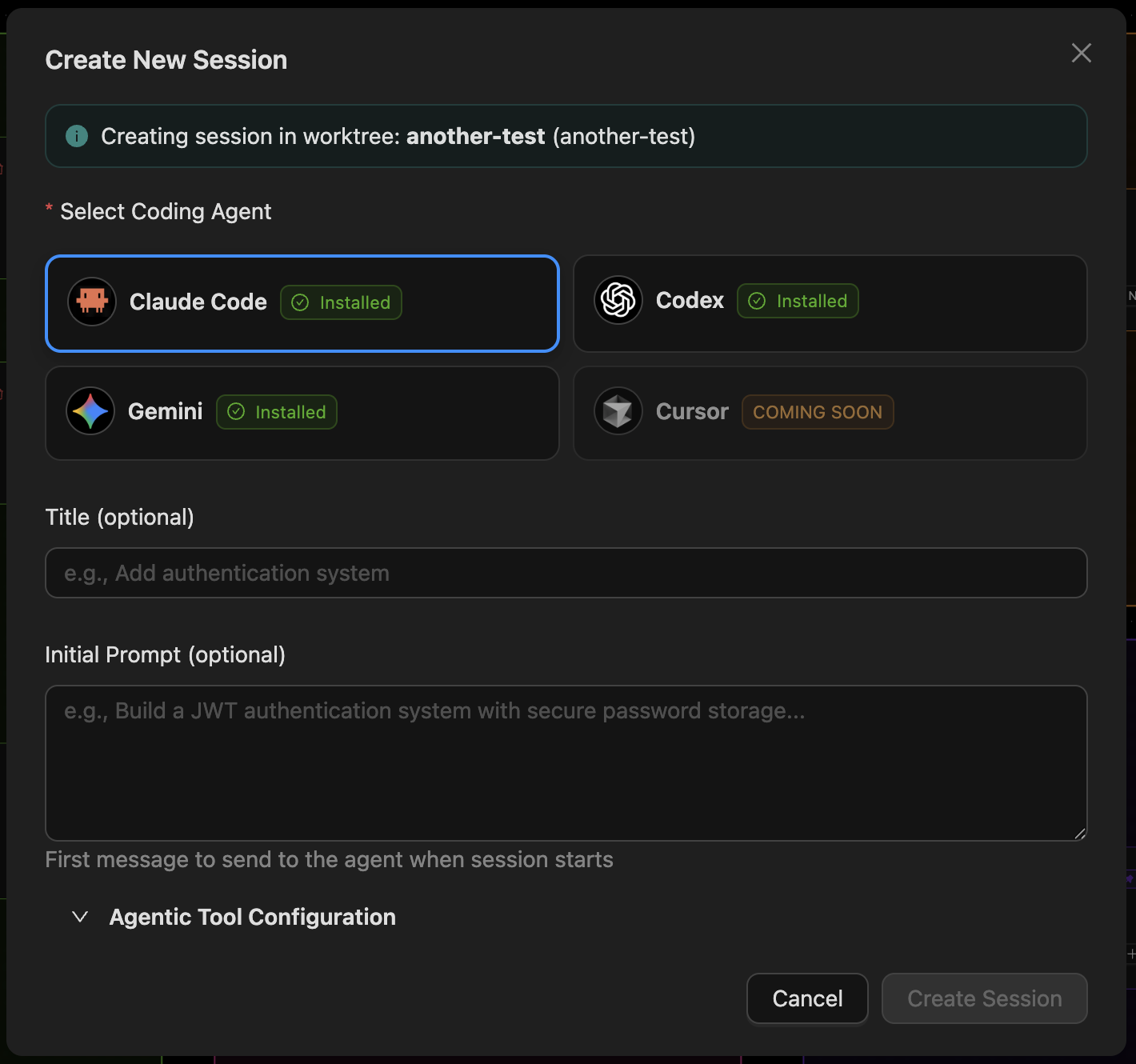 Create Session Modal
