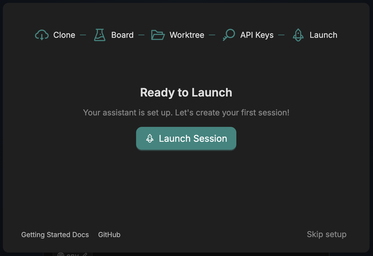 Onboarding: Launch — your assistant is ready